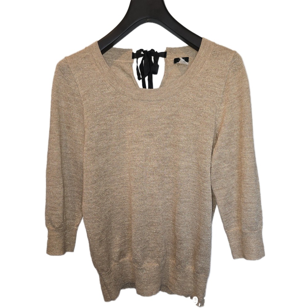 J.Crew Gold Metallic Alpaca Blend Tie Back Sweater 57105 Champagne‎ Womens Large